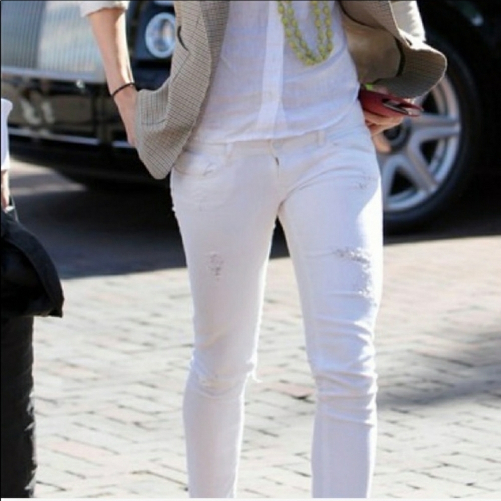 Black Orchid Off-White Distressed Boyfriend Jeans